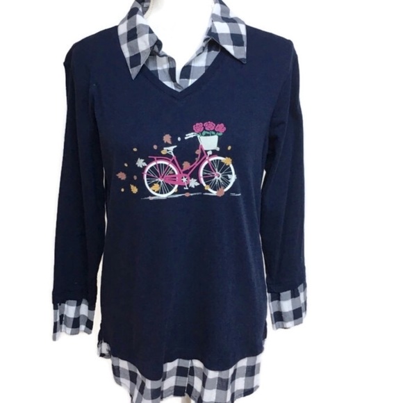 Kim Rogers Tops - NWT.  Kim Rogers Navy Blouse Size M